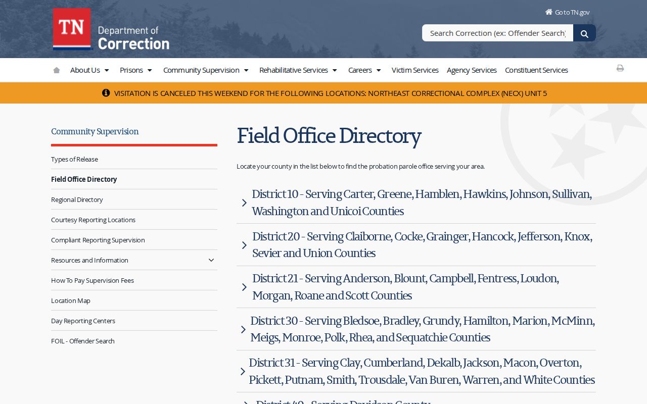 Henry criminal records and TDOC Henry County supervision directory