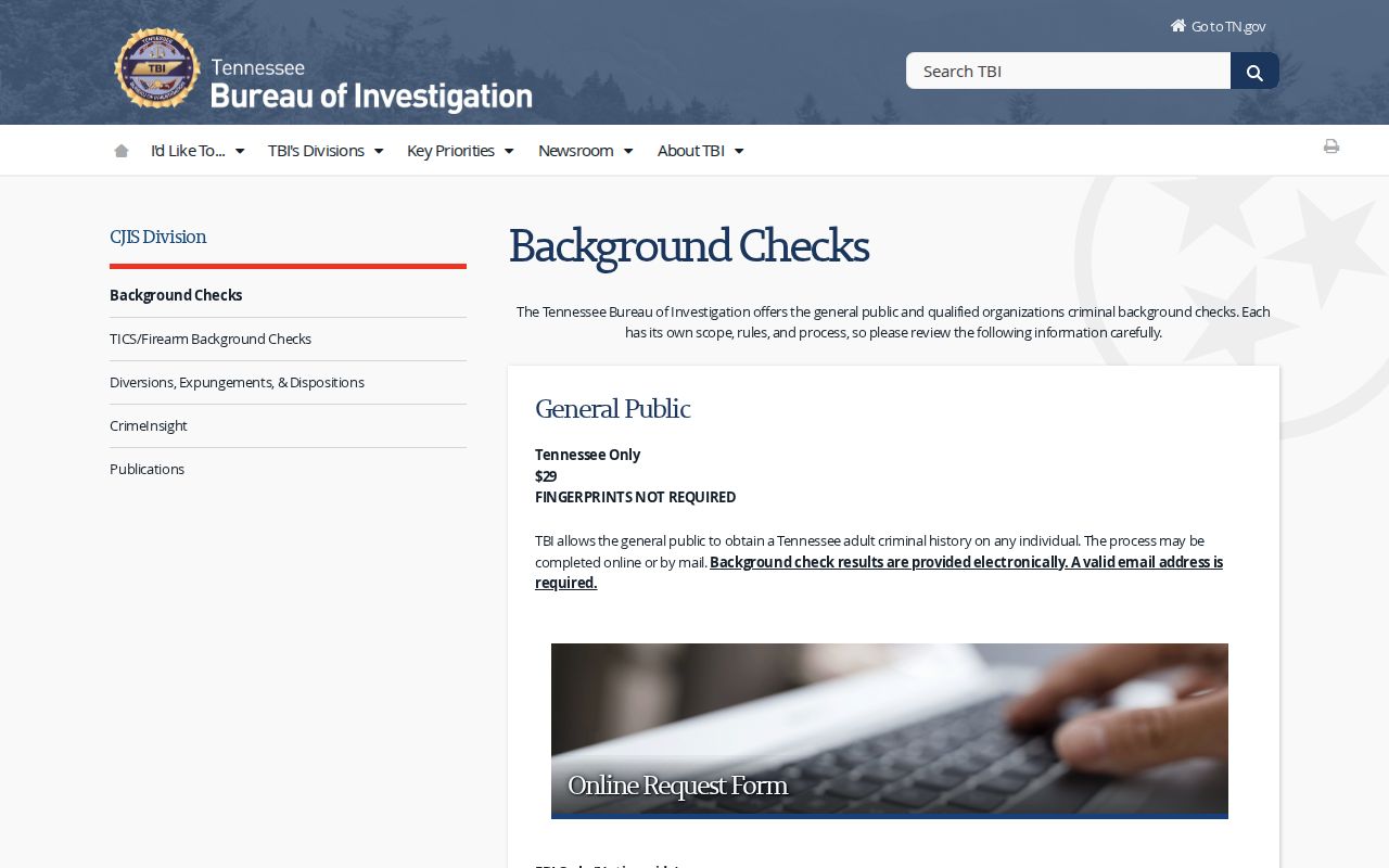 Henry County criminal history TBI background check information
