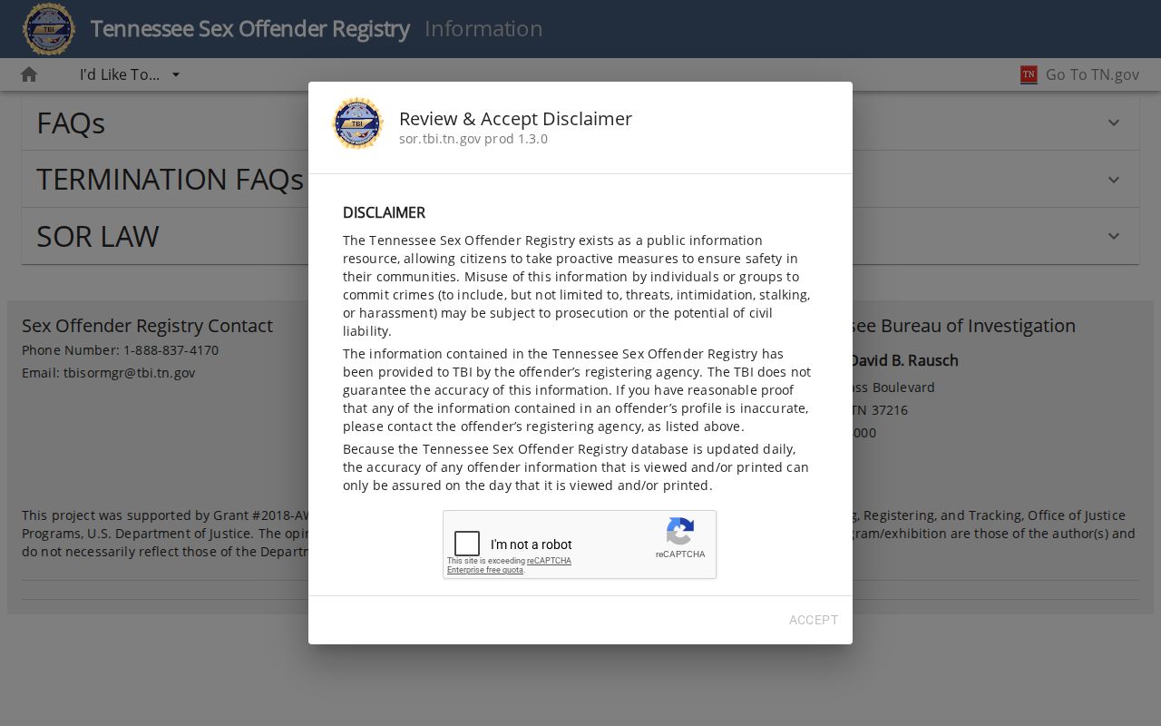 Henry County sex offender records information from TBI